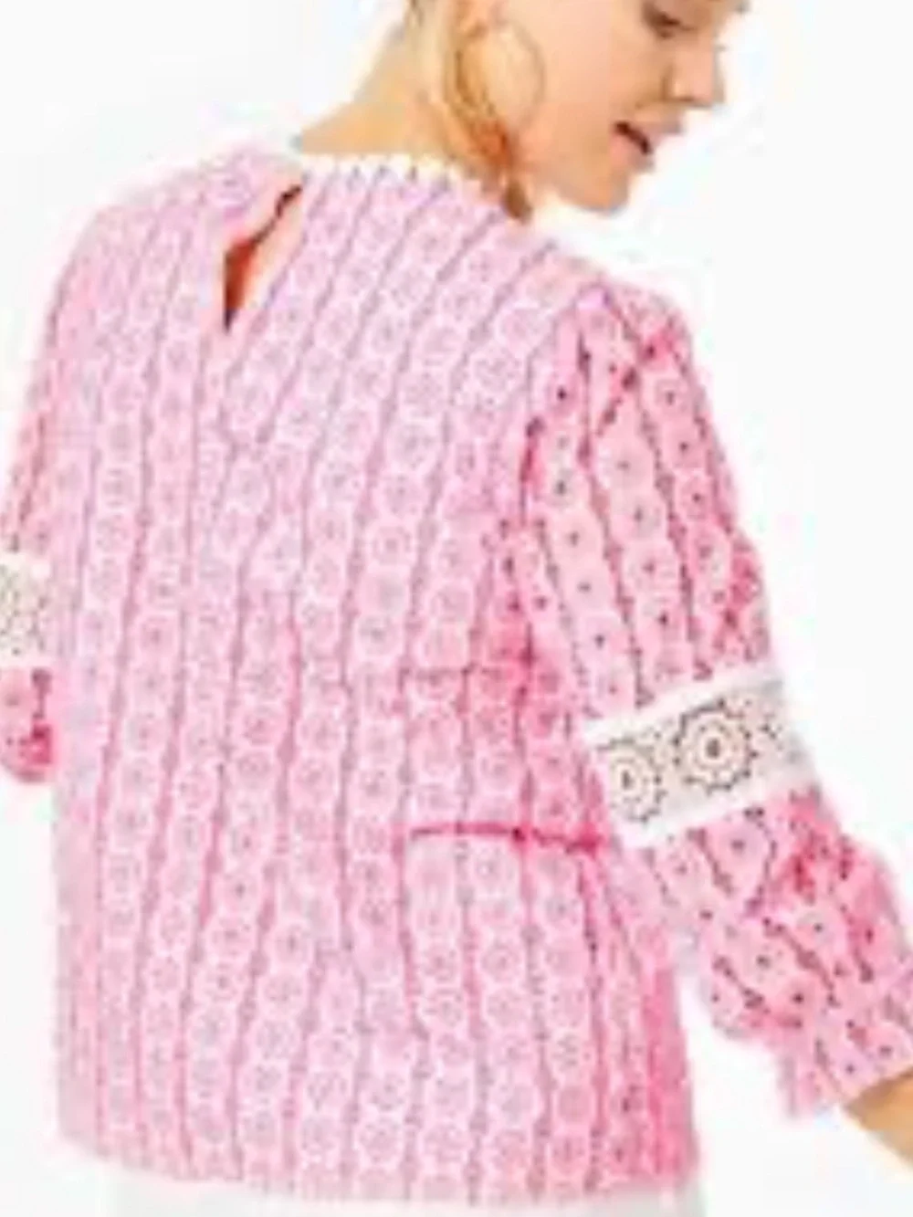 Lilly Pulitzer Jourdana Eyelet Top color pattern Lilly's Coral Starburst 10 - Picture 11 of 11